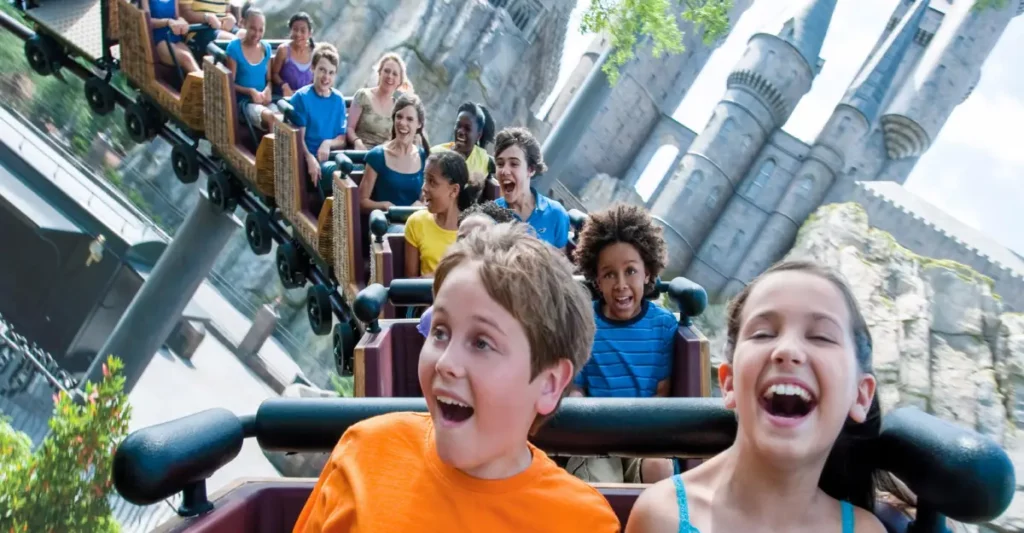Kids enjoying a ride at Universal Studios Hollywood Kids enjoying a ride at Universal Studios Hollywood